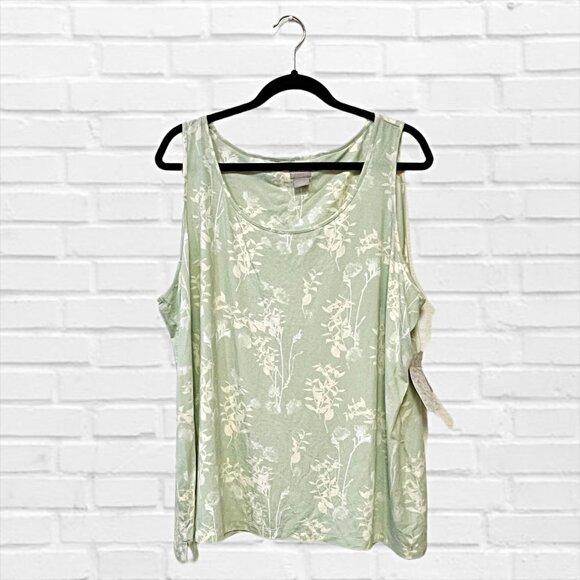 Chico's Floral Tank Top Basic Knit Blouse The Touch of Cool Polished Pullover - Picture 5 of 11
